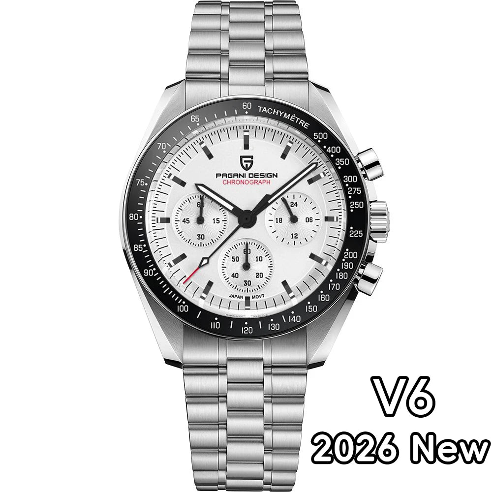 PAGANI DESIGN 1701 Moon Watches 2026 New Woven Strap Luxury Quartz Watch For Men Speed Chronograph AR Sapphire Mirror Wristwatch