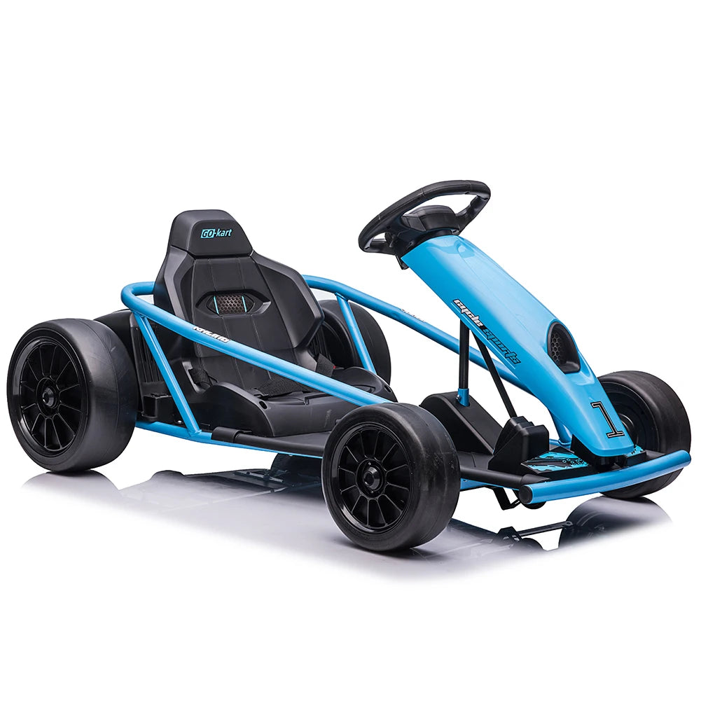 24V Electric Go Kart Drift Car for Kids 8-12, Ride On Racing Toy with Dual 300W Motors/8 MPH High Speed/Music, Outdoor Fun Gift