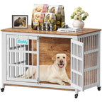 Dog Crate Furniture with Casters,Heavy Duty Dog Kennel Indoor for Large and Medium Dogs,Decorate House as TV Stand,Bedside Table