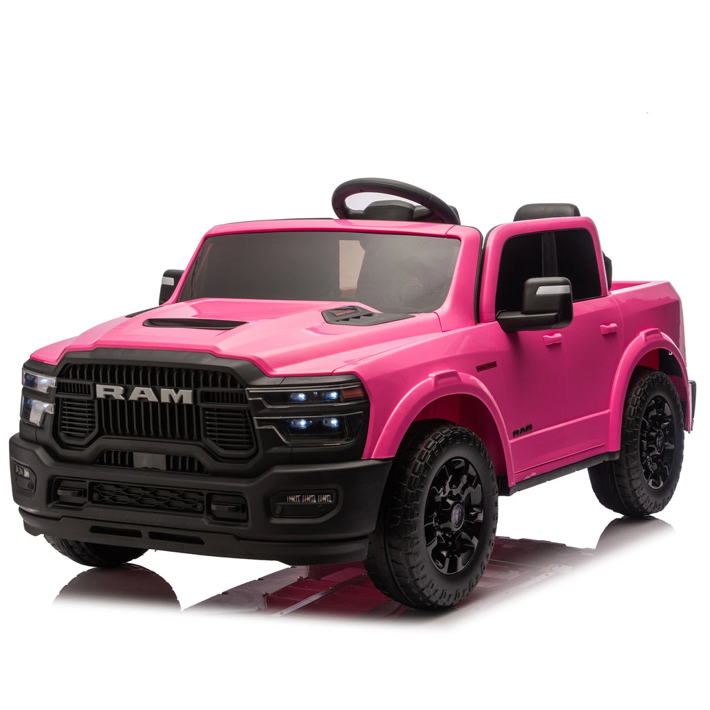 24V 160W Kids Ride on Electric Truck with Parent Remote Control Suspension LED Lights Bluetooth Music Storage for Kids Pink
