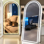 Arch Full Length Standing Mirror with LED Lights, 68"x26" Lighted Mirror with Dimming and 3 Color Lighting, Tall Mirror Full Bo