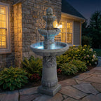 52 Inch Height 3-Tier Outdoor LED Garden Water Fountain, Large Floor-Standing Resin Cascading Bubbler Waterfall Fountain with Pump, Decorative Outdoor Fountain for Backyard, Patio, Yard & Home Decor