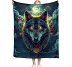 Wolf Fantasy Wolf Throw Blanket, 60"x50", Flannel, Animal Print, Unisex Adults & Kids, Warm, Water Repellent, Anti-Allergy