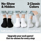 5 Pairs Women's Summer No-Show Socks - Breathable Cotton Low-Cut Socks, 3 Solid Colors for Effortless Outfits & Cool Comfort