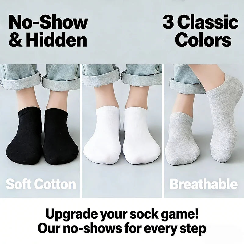 5 Pairs Women's Summer No-Show Socks - Breathable Cotton Low-Cut Socks, 3 Solid Colors for Effortless Outfits & Cool Comfort