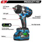 ONEVAN 2800N.M High Torque Brushless Electric Wrench Cordless 1/2 Inch Screwdriver Impact Drill Tool For Makita 18V Battery Pin