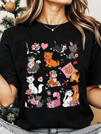 Disney Cats And Dogs Characters Women's Round Neck Shirt Summer Tops Comfortable Unisex Casual Short Sleeve Tee