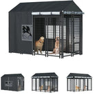 Outdoor Dog Kennel Cover - ull Coverage or 8'Dx4'Wx6'H Dog Cages, 600D Heavy Duty Waterproo Kennel Cover, Black