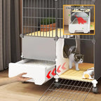 Indoor Metal Pet Playpen with Litter Box, Climbing Ladder, and 360° Wheels (42.9x15.4x46.9in)