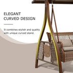 2 Person Wicker Porch Swing Chair with LED Light and Cushions for Outdoor Relaxation