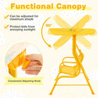 2-Seater Porch Swing Chair With Metal Stand Adjustable Canopy Outdoor Furniture