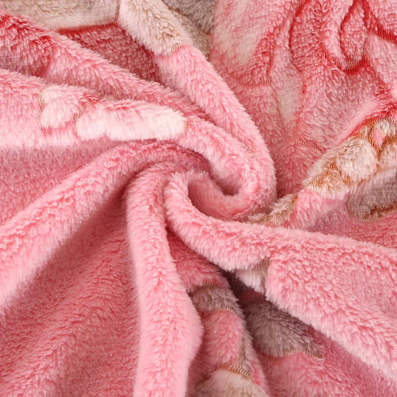 1pc Floral Style Warm Bedspread Fleece Blanket Plaid Travel Shawl Sofa Nap Blankets Home Bedsheet Manta