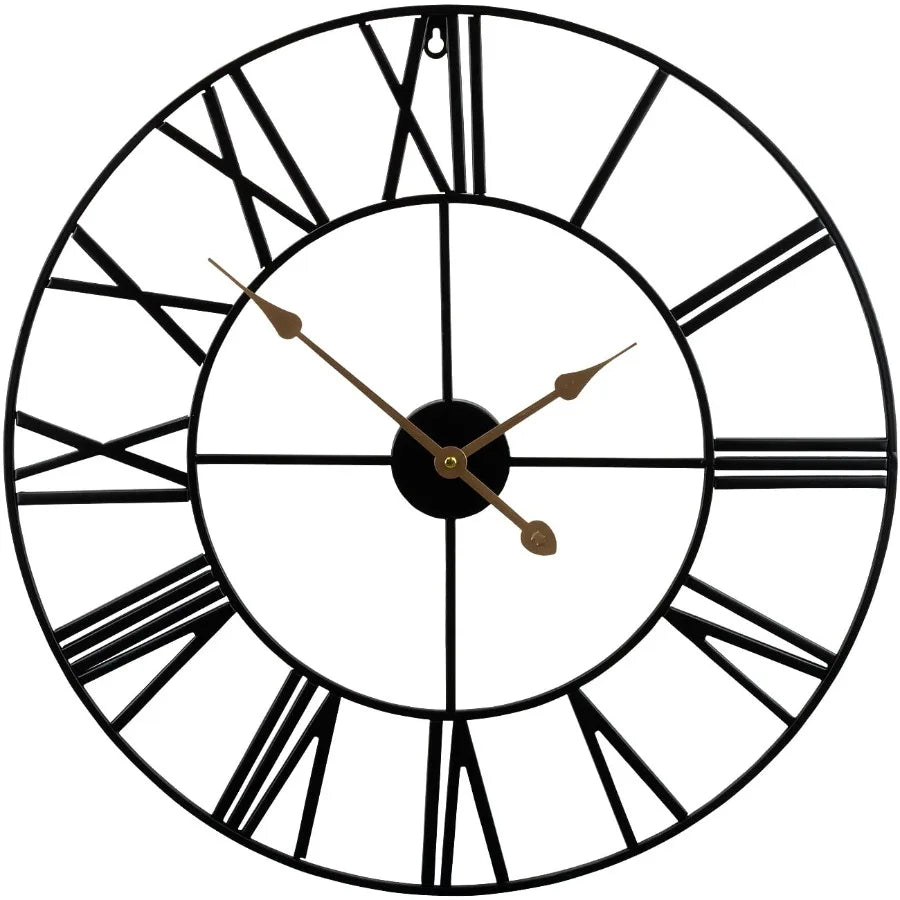 Decorative Large Metal Wall Clock for Living Room - Modern Farmhouse Wall Décor