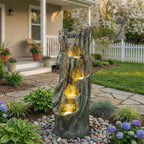 Waterfall Fountain for Outdoor Gardens and Patio Backyards Includes Energy-Efficient LED Lights and Easy Setup for Instant Relaxation