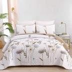 3 Pieces  Yellow Flower Quilt Set Twin Full Queen King Size, Paisley Patchwork Plaid Bedspread Bedding Sets  Coverlet Set.