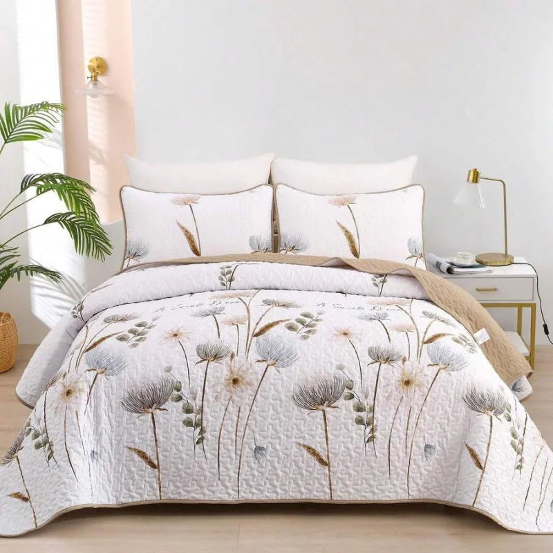 3 Pieces  Yellow Flower Quilt Set Twin Full Queen King Size, Paisley Patchwork Plaid Bedspread Bedding Sets  Coverlet Set.