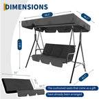 3-Person Adjustable Shade Outdoor Swing Chair for Patio and Porch