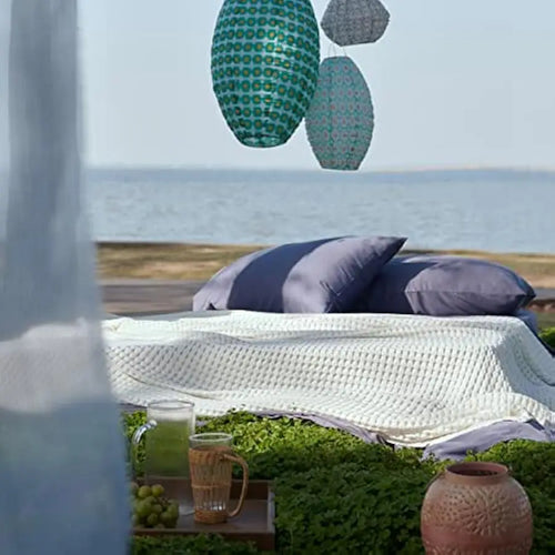 Bedsure Cooling Cotton Waffle King Size Blanket - Lightweight Breathable Summer Blanket of Rayon Derived from Bamboo for Hot Sle