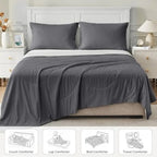 HOMFINE Cooling Comforter Japanese Double-Sided Cold Tech Fabric Cooling Blanket for Night Sweats Hot Sleepers, Q-Max 0.45 Soft