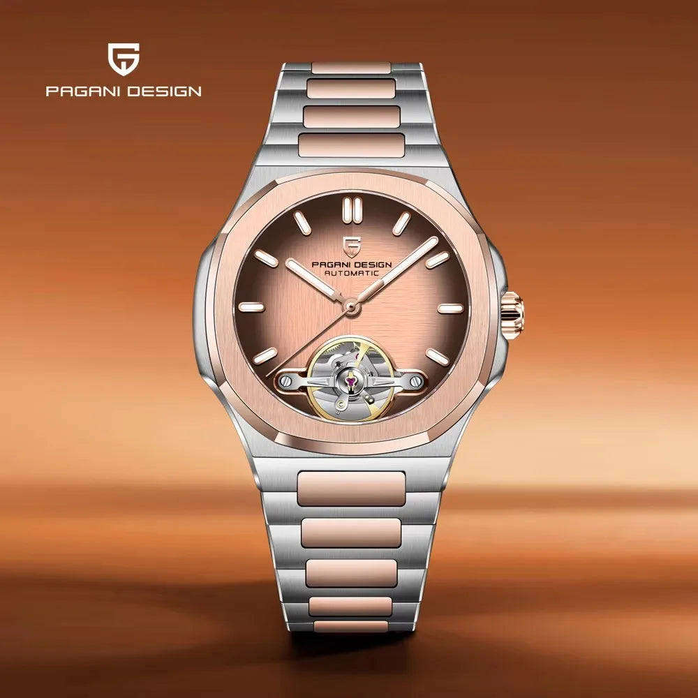 2026 New PAGANI DESIGN Men's Watches Rose Gold Luxury Automatic Watch For Men Tourbillon Mechanical Watch AR Sapphire Clock Gift
