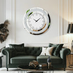 Large Mirror Wall Clock with Crushed Diamond Edge, Sparkling Bling Bling Crystal Round Clock for Living Room, Luxury Glamorous Home Decor, Silent Non-Ticking Quartz, Silver/Tawny Roman Numeral Modern Wall Art