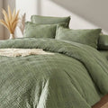 7pcs Simple And Stylish Embossed Comforter Sets Queen, 100% Polyester Lightweight Comfortable Summer Bedding Set, Super Soft And