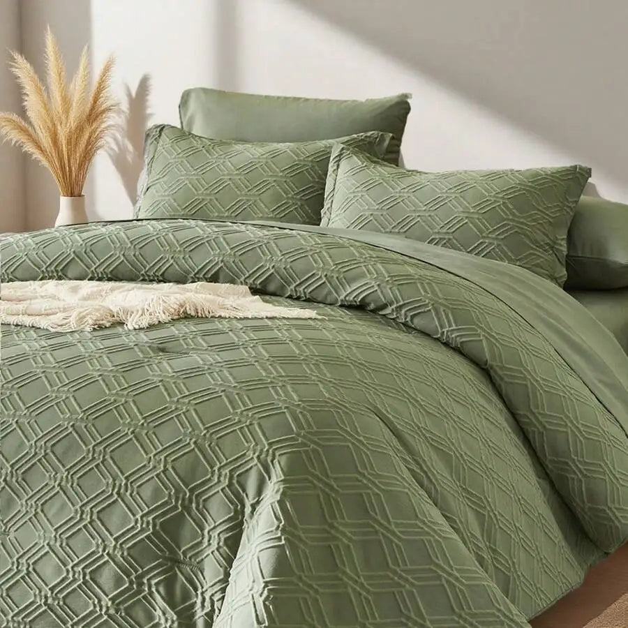 7pcs Simple And Stylish Embossed Comforter Sets Queen, 100% Polyester Lightweight Comfortable Summer Bedding Set, Super Soft And