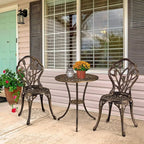 Patio Bistro Sets 3 Piece, Outdoor Rust-Resistant Cast Garden Table and Chairs, Bronze
