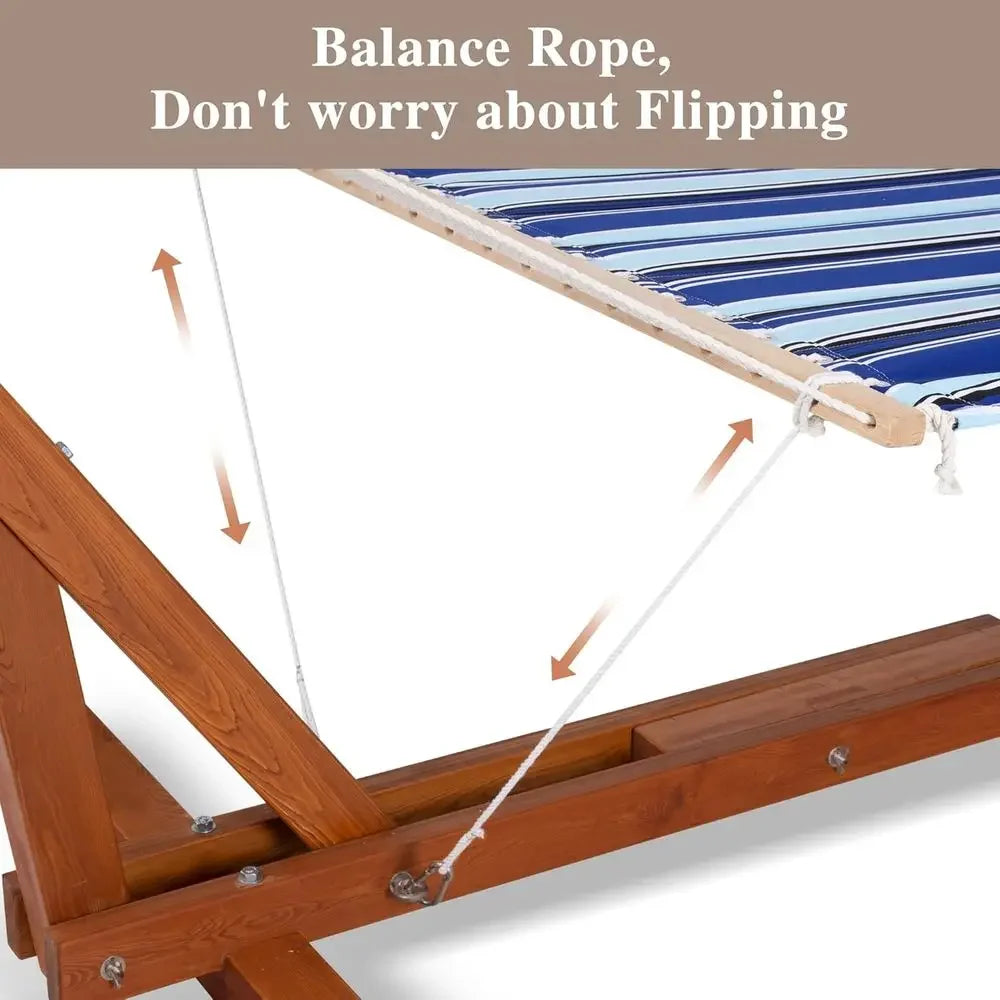 Heavy-Duty Outdoor 2-Person Hammock with Stand, Max 475lbs Capacity, Blue Stripes