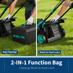 17-inch Cordless Lawn Mower, Electric Push Mower with 2×20V 4.0Ah Batteries,Dual Charger, Grass Collection Bag & Foldable Handle