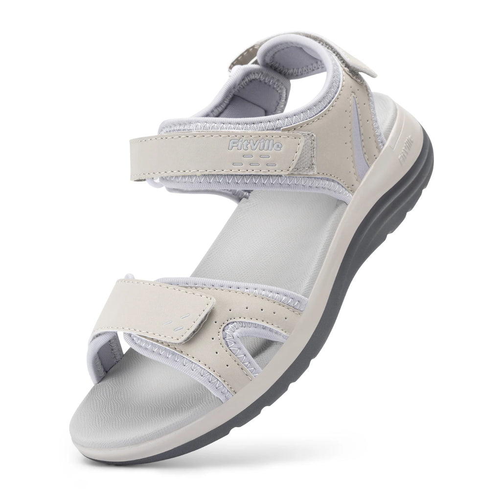 FitVille Women's Sandals  Adjustable Ankle Strap for Swollen and Flat Feet Wide Arch Support Open Toe Orthopedic sandals