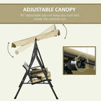 3-Seat Outdoor Swing with Adjustable Shade, Removable Cushion, and Rattan Seat for Garden, Porch, Backyard, Poolside