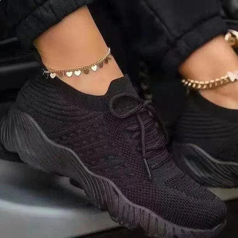 Women's Breathable Lace Up Casual Sneakers Lightweight Vulcanized Running Shoes Ladies Flats Spring Walking Sneakers