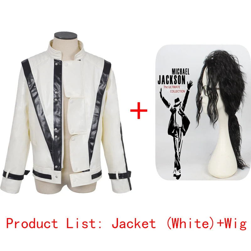Halloween costume Jackson cosplay jacket imitator world dance king creator red and white leather jacket stage performance pa