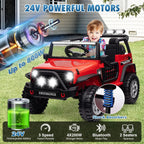 Joyracer 24V 2 Seater Kids Ride on Truck with Remote Control, 4×200W Motor, Electric Battery Powered Toys Car w/ 4 Wheels Spring Suspension, 3 Speeds, LED Lights, Bluetooth Music