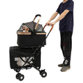 Black Two-Tier Dog and Cat Stroller, Foldable Stroller Dog Buggy Small Dogs, for Small and Medium-Sized Hu