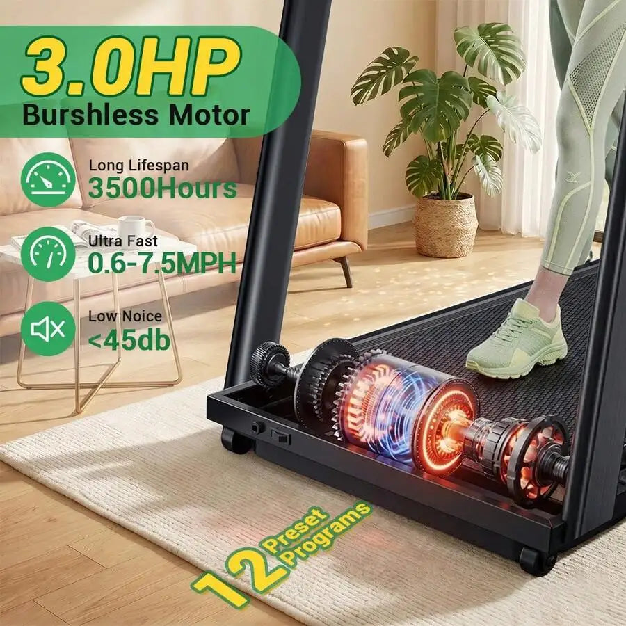 17% Incline Treadmill With Home, Portable Treadmills For Home With Handle,Treadmills For Home And Office, 300 Lbs Weight Capacity.