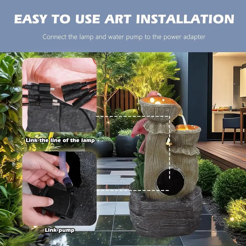 5-Tier LED Lighted Outdoor/Indoor Floor Standing Water Fountain for Patio, Garden, Home Decor