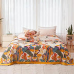 Boho Throw Blanket - 100% Cotton Soft Summer Throw Blanket for Bed, 50"x60" Reversible Breathable Lightweight Blankets, All Sea