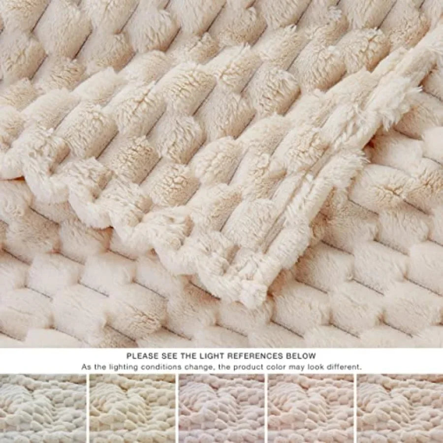 Fleece Throw Blanket for Couch or Bed - 3D Imitation Turtle Shell Jacquard Decorative Blankets - Cozy Soft Lightweight Fuzzy Fl