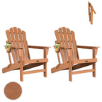 Folding Adirondack Chairs Set of 2, All Weather HDPE Wood Texture Fire Pit Chairs with Cup Holder for Outdoor, Customized