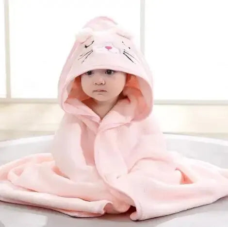 Toddler Bathrobe Infant Bath Towel Boy Girl Blankets Swaddle With Hood Cartoon Coral Fleece Towel Blanket Newborn Kids Bedding baby bath towel banheiras de bebê robôs bathrobes