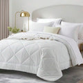 5/7 Piece Solid Color Bed Comforter Set Queen, Creative Geometric Pattern Design, Soft And Comfortable Summer Bedding Set
