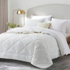 5/7 Piece Solid Color Bed Comforter Set Queen, Creative Geometric Pattern Design, Soft And Comfortable Summer Bedding Set