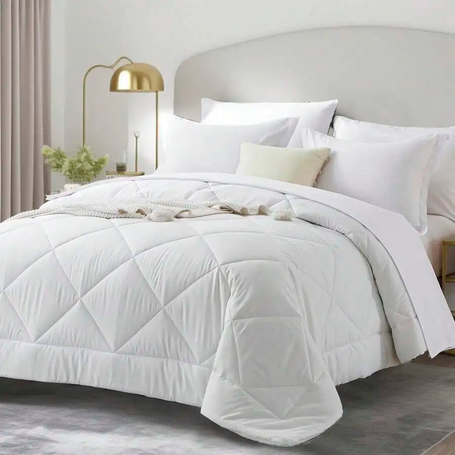 5/7 Piece Solid Color Bed Comforter Set Queen, Creative Geometric Pattern Design, Soft And Comfortable Summer Bedding Set