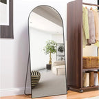 65 x 24 Large Arched Floor Mirror - Black Standing Full-Length Wall Mirror for Home Decor