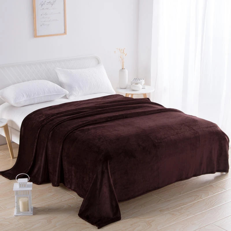 Solid Color Flannel Throw Blanket, Multi-Purpose Soft Skin-Friendly Warm Cozy Blanket for Bedroom Living Room Office Couch Sofa Bed Decor