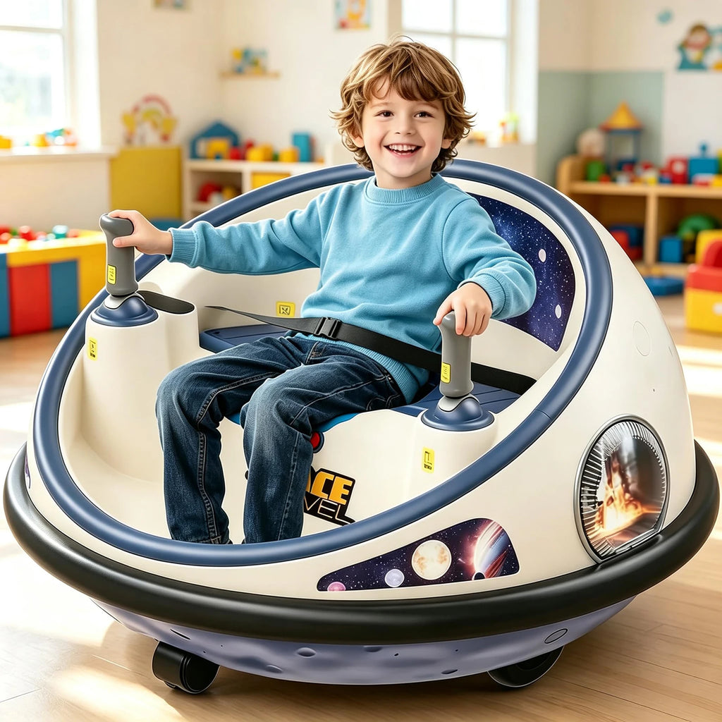 12V Kids Electric Bumper Car With Remote Control, 360° Spin, LED Light, Soft Bumpers, Rechargeable Ride-On Toy For Indoor Outdoor