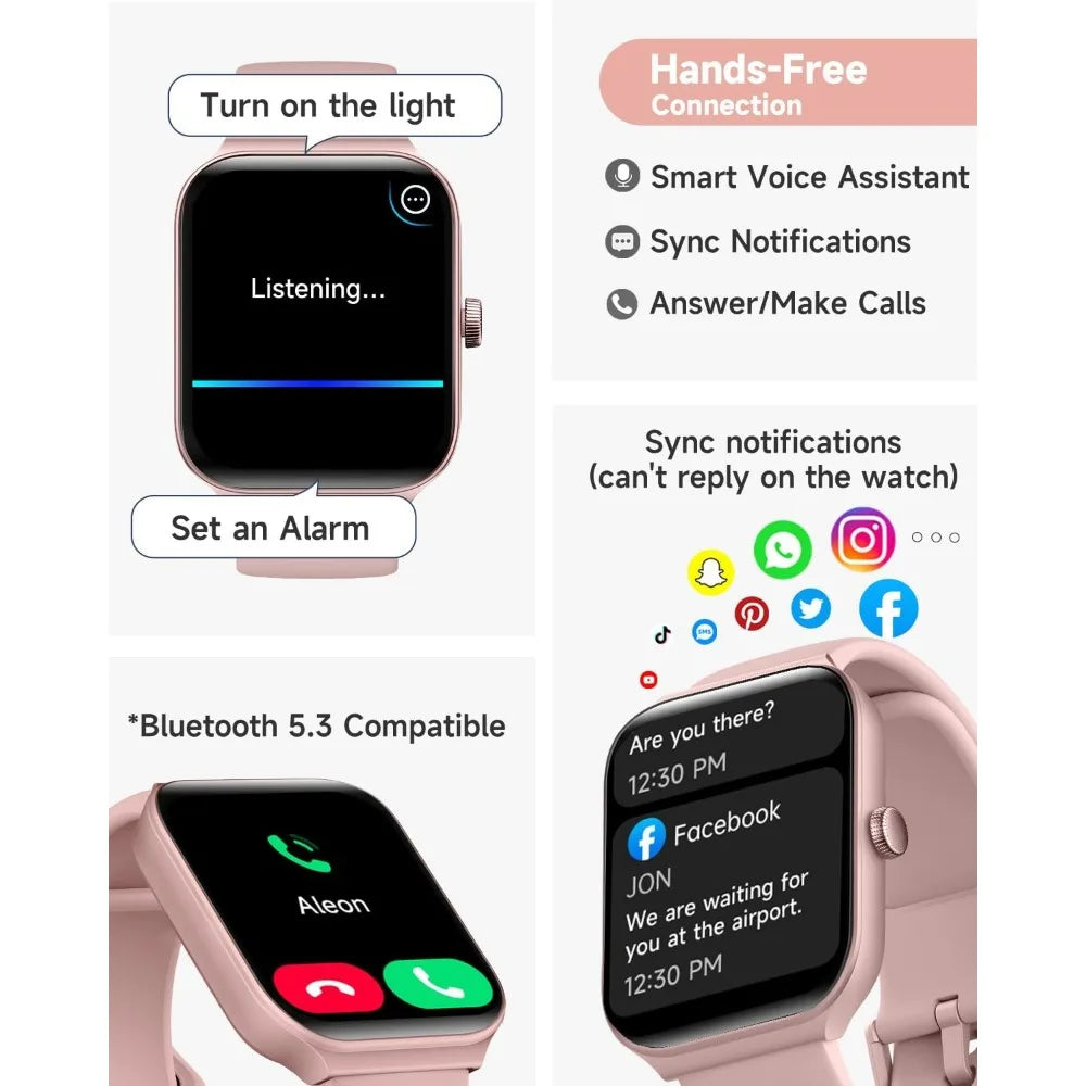 Smart Watch: Fitness Tracker, 1.95" Display, Call Handling, Waterproof, Heart Rate/Sleep/Sport Modes, Compatible With Android &