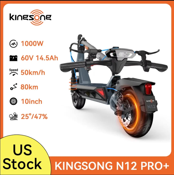 Kingsong Foldable Electric Scooter for Adults, 1000W Motor, 60V 14.5Ah Battery Long Range 50 Miles E-Scooter 31MPH Fast Speed, 10" Air Tires, High Power Commuter Scooter